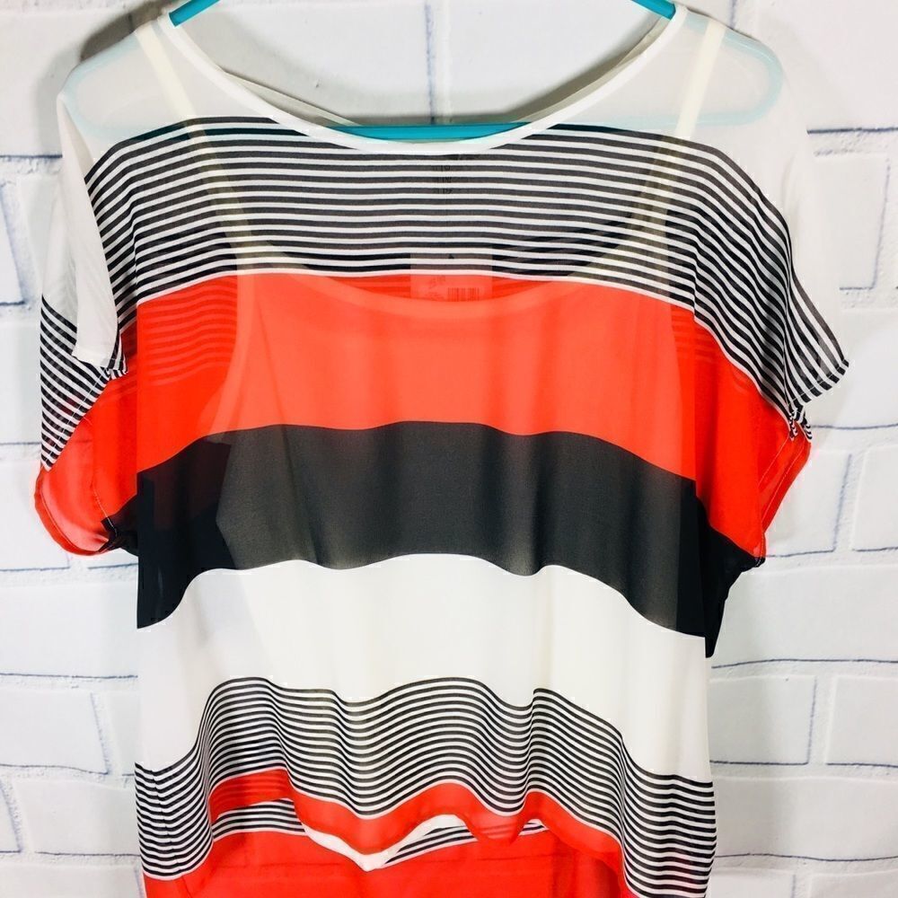 Madison Womens Short Sleeve Semi Sheer SZ Large